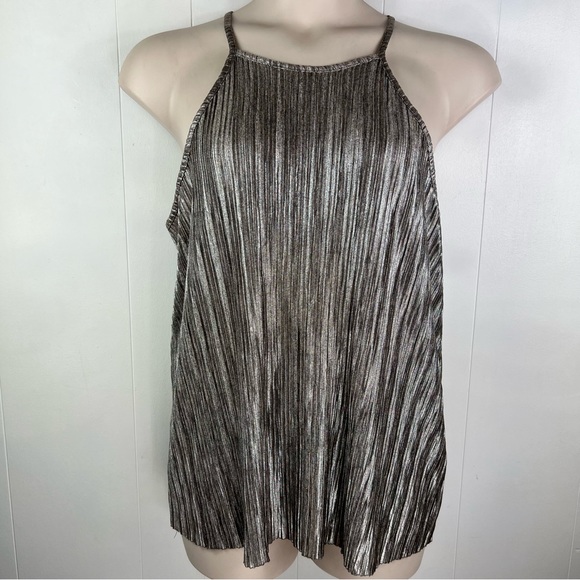 torrid Tops - TORRID Pleated Metallic Accordion Knit Tank Sparkling Silver & Gold Tones Sz 1X